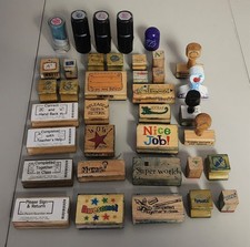 Vintage Rubber Stamps Teacher Homework Themed Lot Of 37