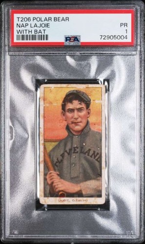 1910 T206 Nap Lajoie PSA 1 With Bat Polar Bear  (5004)