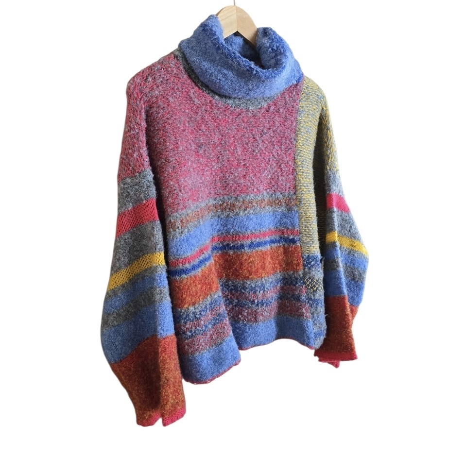 Fate Wool Blend Colorful Patchwork Turtleneck Swe… - image 3