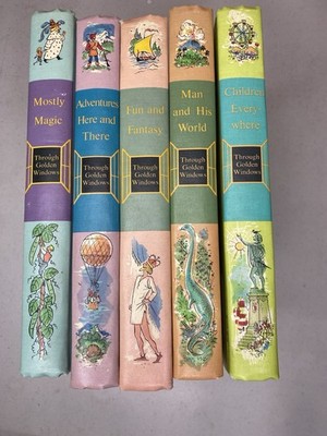 1958 Grolier Through Golden Windows Childrens Story Books set of 5 