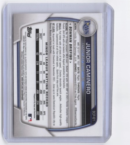 Bowman #BP-61 Junior Caminero Prospects 2023 - Imagen 2 de 2