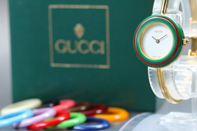 Serviced [N MINT w/Box] GUCCI 11/12.2 Change Bezel 12 Colors Ladies Quarzuhr