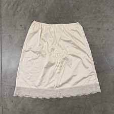 Vintage Kayser 1960s Laced Nylon Slip Skirt Size Large Made In USA 60s Ivory