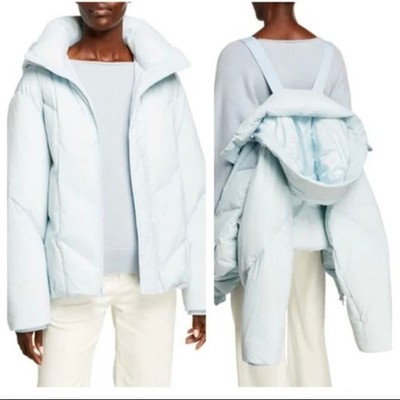 Vince Puffer Pale Glacier Blue Hooded Down Zip Padded Jacket Size Medium
