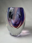 SALE Flavio Poli Seguso Murano Sommerso Art Glass Cut Facet Cased Vase 5” Purple