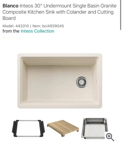 $480 Blanco 443310 Inteos 30" Undermount Single Basin Kitchen Sink