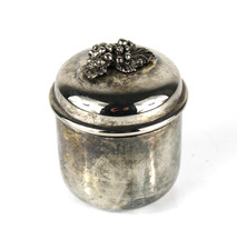 BARATTOLO Vintage con Coperchio GRAPPOLO D'UVA Argentato Zuccheriera D'epoca