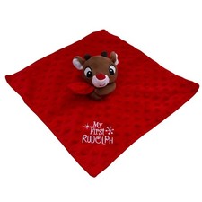 Rudolph Red-Nosed Reindeer Baby Security Blanket Lovey My First Rudolph Red 12"