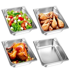 4 Pack Half Size Hotel Pans 2.5" Deep 1/2 Size Stainless Steel Steam Table Pa...