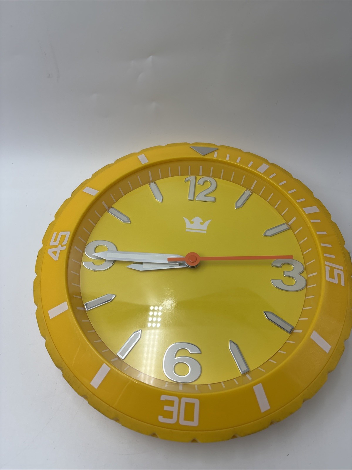 Rare Vintage Sempre Quartz Wall Clock - Yellow Retro 11” German Made MCM