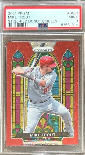 2021 Prizm Mike Trout Stain Glass Red Donut Circles /99 PSA 9