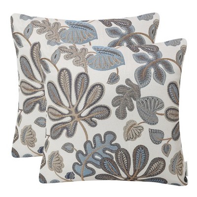 Set of 2 Jacquard Tropical Leaf Pattern Throw Pillow Covers Decorative Pillow...