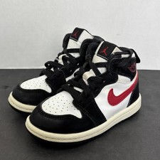 Jordan 1 Shoes Toddler Size 7C Black White Red High Top Basketball 705304-020
