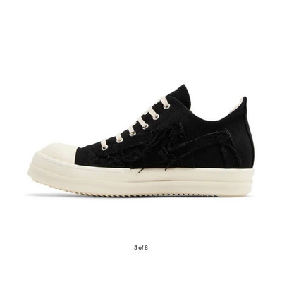 Rick Owens DRKSHDW EDFU Slashed Low Canvas Sneakers Black/White Men 9.5