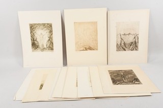 Q15P66 Binder of 12x Religious Etching 11 of them indistinctly signed