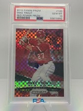2015 Panini Prizm #120 - Mike Trout - Red Power Prizm - ser#/125 - PSA GEM MT 10