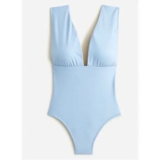 J. Crew Women's V-Neck One-Piece Swimsuit Blue Size 24 NWOT - Swim Beach Summer
