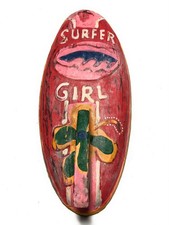 Surfer Girl Surf Sign 14" w/ Fin - Surfing Decor Accents bds120835