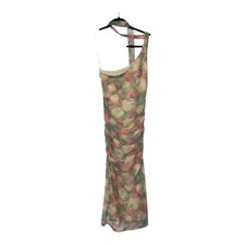ASTR the label dress Abstract print asymmetric midi green pink size Small S