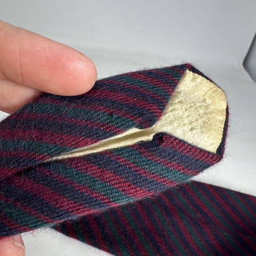 CERRUTI 1881 Vintage Wool + Cashmere Neck Tie Striped Red Blue Green Made Italy - Picture 9 of 11