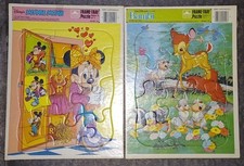Vintage Disney Golden Frame Tray Puzzles Bambi Minnie Mouse