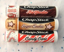 3 Chap Stick Brand Flavored Lip Balms Loose .15oz New Holiday Collection BB/5