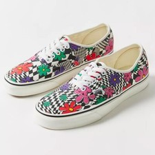 NEW Vans Authentic Checkerboard Flower Floral Printed Marshmallow Sneakers Shoes