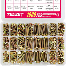 1000pcs Grade 8.8 Bolts and Nuts Washers Assortment Kit,M4 M5 M6 Metric Bolt