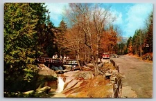 People on Bridge at the Basin in Franconia Notch New Hampshire Vintage Postcard