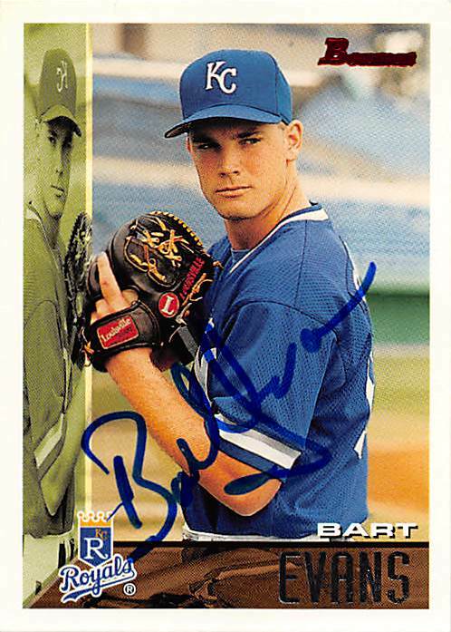 Bart Evans autographed baseball card (Kansas City Royals, FT) 1995 Bowman #35