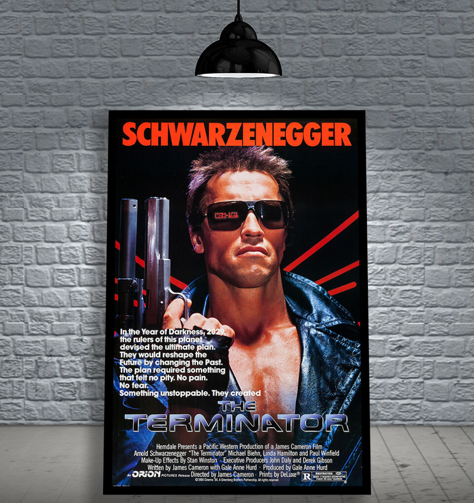 THE TERMINATOR 1984 SCHWARZENEGGER FRAMED MOVIE POSTER PRINT CINEMA A1 60 X 40CM