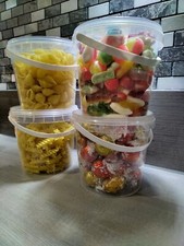 16  1L Liter Clear Plasic Tubs, Containers,party Bags, Halloween storage tubs