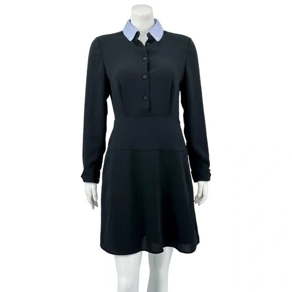 slim fit dress slacks Laine | Tie Front Black Cropped Midi Shirt Dress main image 0