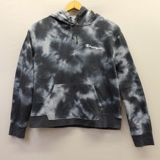 Champion Sweater Womens Large Hoodie Tie Dye Blue Storm