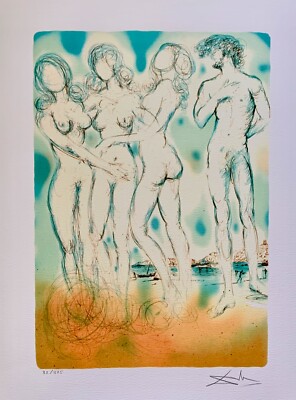 Salvador Dali JUDGEMENT OF PARIS Facsimile Signed & Numbered Giclee Art 16''x12''