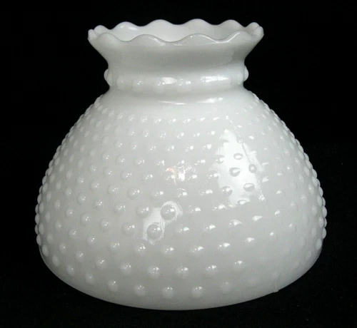 Vintage Milk Glass Hobnail Glass Lamp Shade 8" Fitter 5 3/4” Tall
