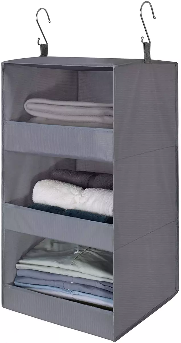 3 Shelf Hanging Closet Organizer Collapsible Hanging Closet