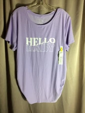 Time and Tru Womens Sleep Top Size XL Purple Maternity Pajama Top Short Sleeve
