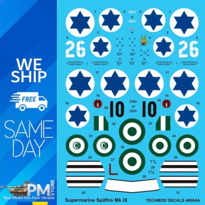 Techmod 48064 1/48 Supermarine Spitfire Mk.IX fighter aircraft Wet Decal