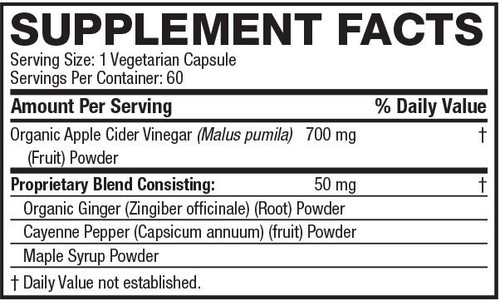 Organic Apple Cider Vinegar Capsules Supplement - 750mg with Mother & Ginger - Picture 4 of 8