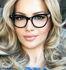 SEXY PinUP Cat Eye BLACK Vintage Style Clear Small Women Eyeglasses Frames 1404