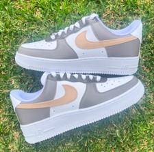 Air Force 1 Custom Shoes, Taupe Grey Tan Brown Beige AF1 Sneakers Mens Womens
