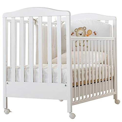 Lettino BIMBI LEGNO CON SBARRE Web Bianco con Decoro AZZURRA Design - Picture 1 of 3