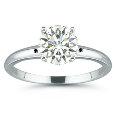 4+Ct Round White h-i Moissanite & Natural Black Diamond 925 Sterling Silver Ring