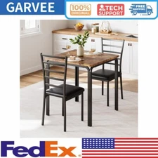 ☑️✅3 Piece Dining Table Set for 2 Metal Frame Wood Kitchen Table for Small Space