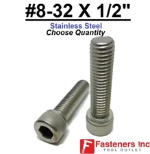 8-32 X 1/2" Stainless Steel Socket Head Cap Screw Standard 18-8(Choose Qty)