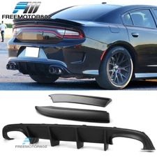 Fits 2015-2023 Dodge Charger Quad Exhaust Rear Diffuser + 2PC Side Aprons PP