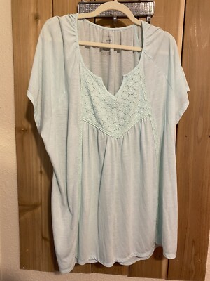 Sonoma Light Blue Short Sleeve Top w Lace Size 3X NWOT