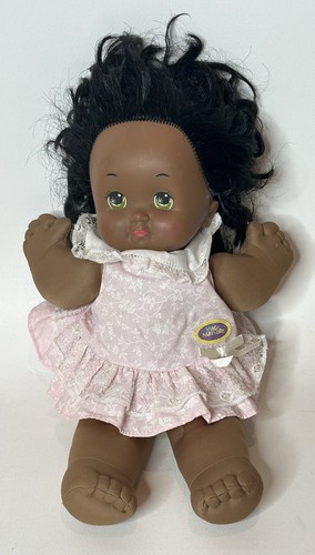 Vintage 1989 Magic Nursery African American Doll with Pink Floral Dress
