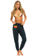 NEW WITH TAGS Aviator Nation Black Rainbow Heart Stripe Pant large